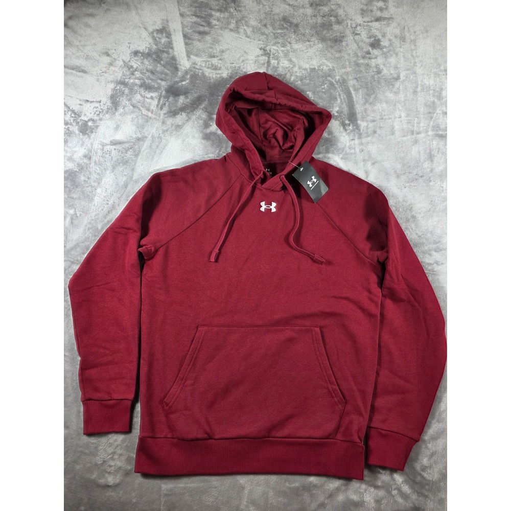 Under Armour Rival‎ Fleece Hoodie Men Small Maroon Red Pullover Sweatshirt NEW
